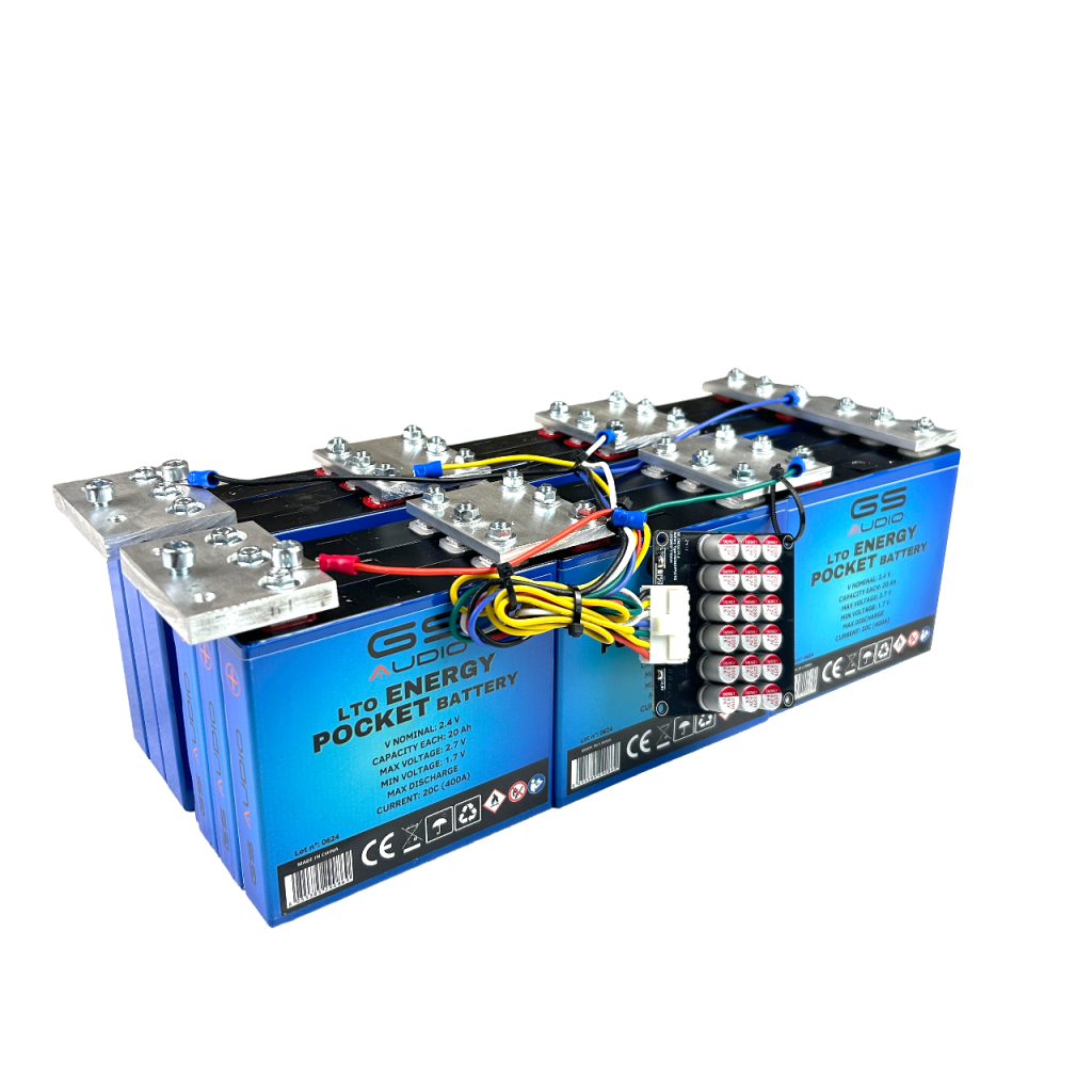60A BATTERY - GS AUDIO 15*34 H11cm - 18 CELLS LTO - 14V + BMS AND BARS