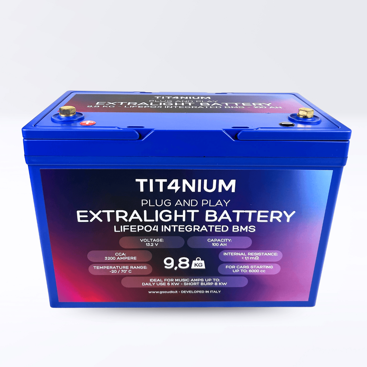 TIT4NIUM 100Ah-M8 Battery - CCA:3200A LifePo4 13.2V (30,5*21*16,8cm)